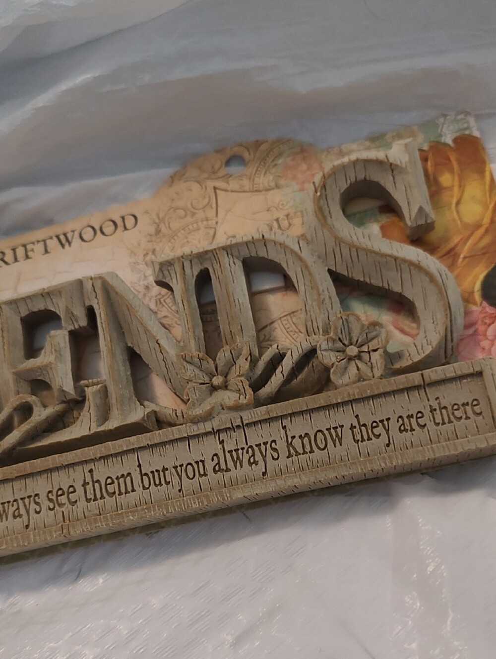 DRIFTWOOD Sage 'FRIENDS' Carved Wall Plaque - Picture 4 of 4
